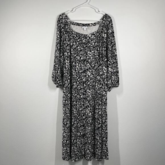 J Jill Dress Women 3X Floral Midi Stretch Boho Button Comfy Button Front - Picture 1 of 12